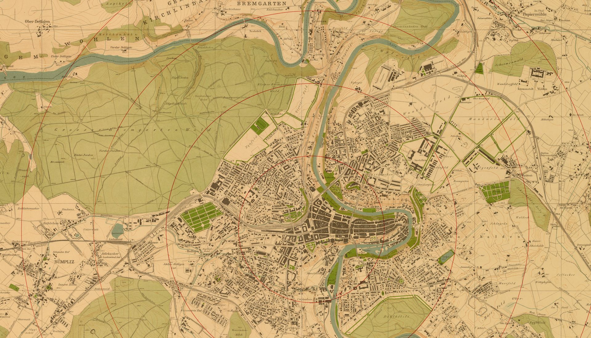 Landkarte welche Bern abbildet.