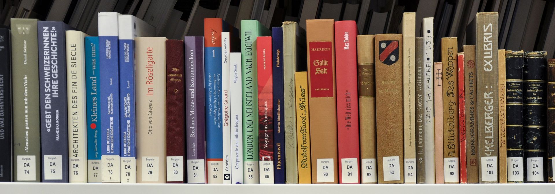 Regal in der Bibliothek der Burgerbibliothek.