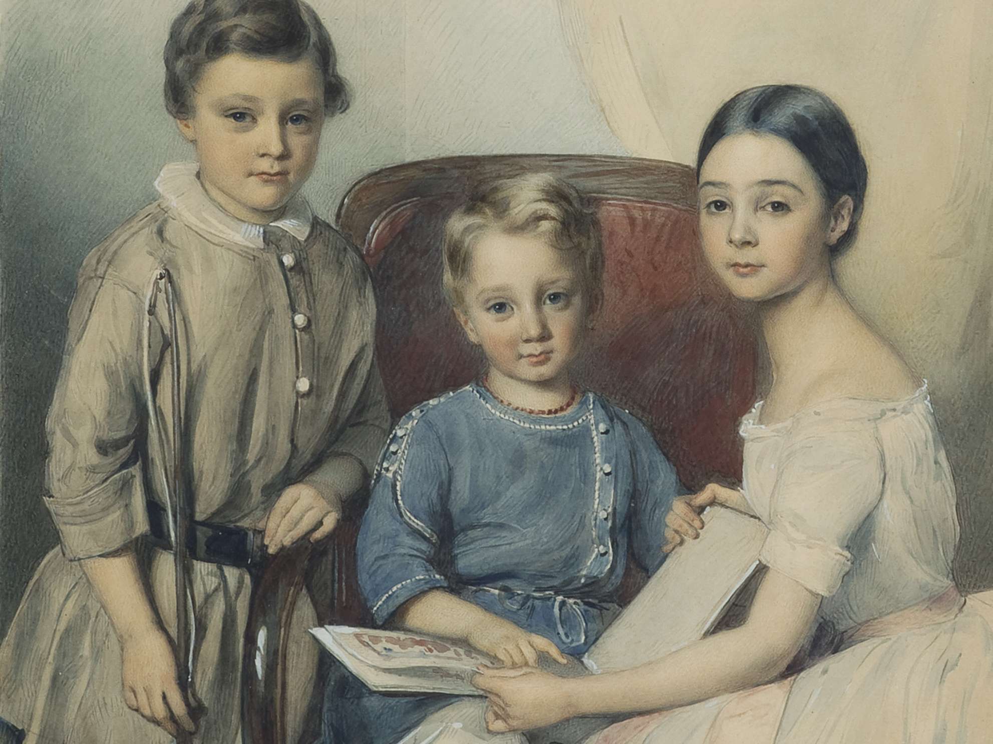 Kinderporträt zeigt Marcuard, Adolf Georg (1844-1928); Marcuard, Franz Eugen Alphons (1847-1923); Graffenried, Sophie Constance Cécile von (1840-1912).