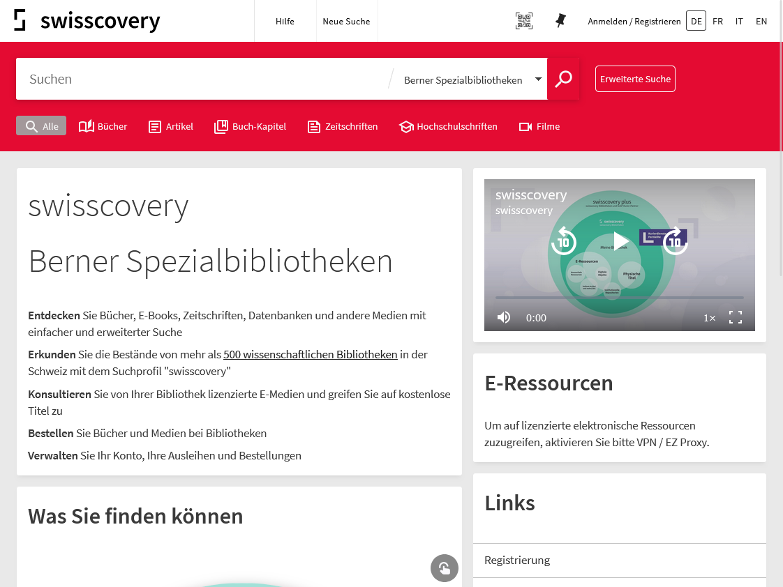 Screenshot des Bibliothekkatalogs.