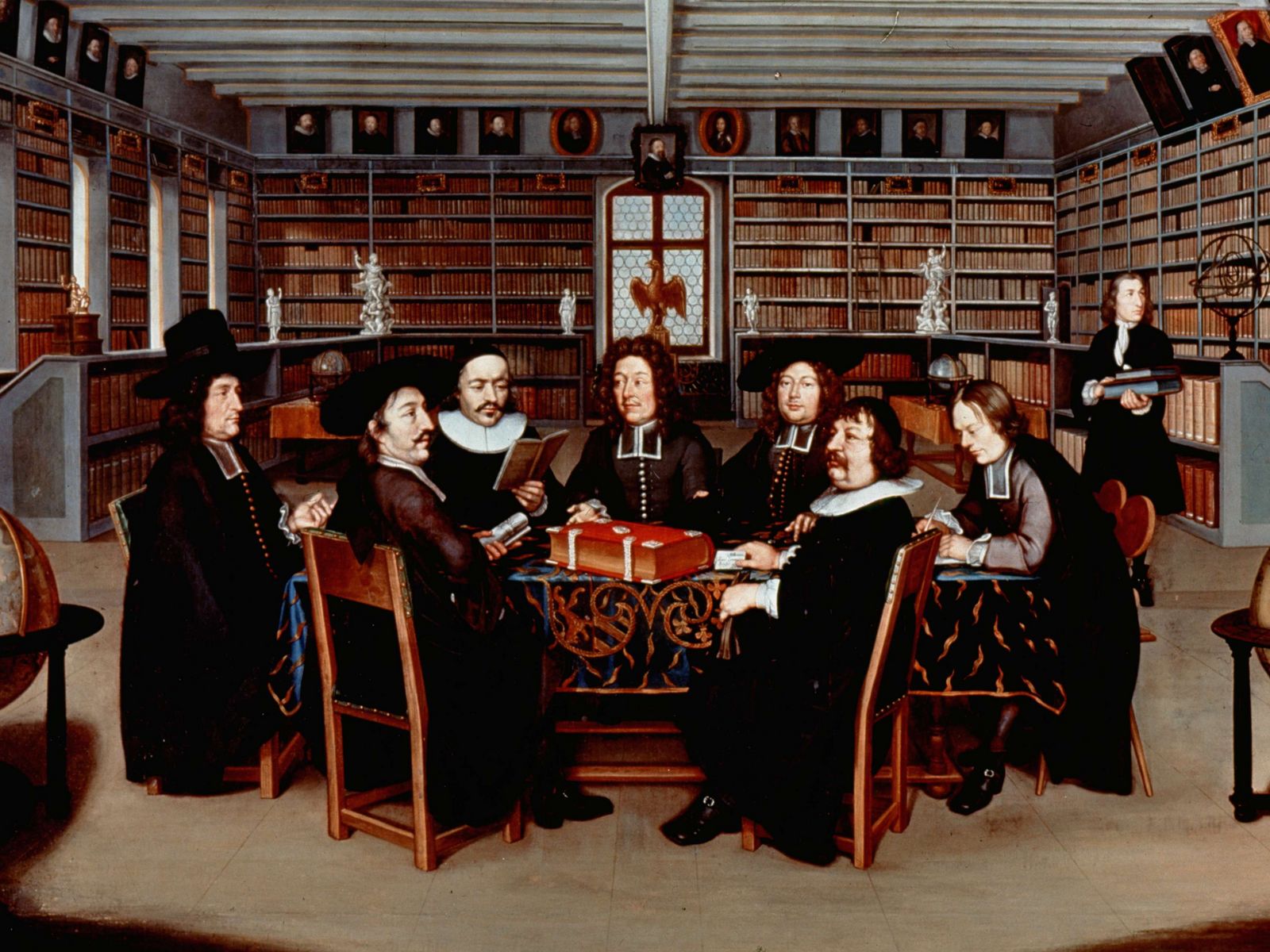 Gruppenporträt der Bibliothekskommission in der Zusammensetzung von 1693-1695.